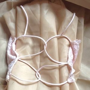 Lace criss cross back lingerie sports bra